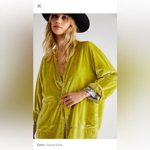 Summer day dream button down velvet chartreuse